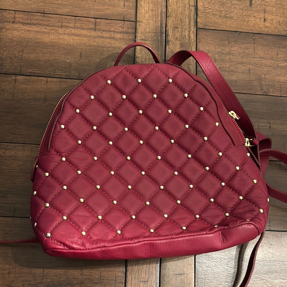 Victoria Napoli Red Leather Backpack